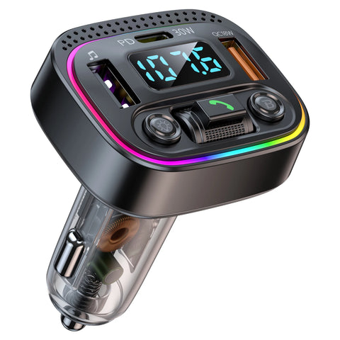 Bluetooth 5.1 FM Transmitter Radio Adapter Car Kit MP3 Player Audio Receiver Hands-Free Calling Car Charger PD QC Fast Charging